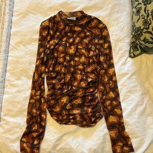 FARM Rio Abstract Brown and Orange Long Sleeve Top